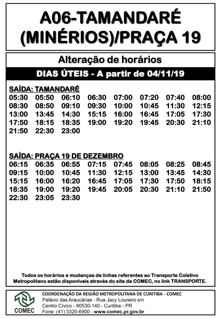 A06 Tamandaré (Minérios) - Praça 19