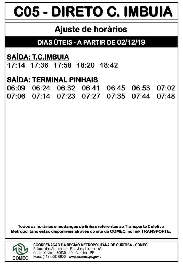 C05 Direto Capão da Imbuia