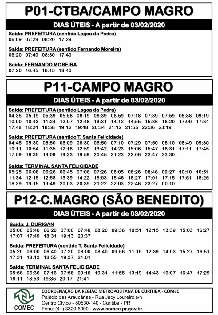 P01 P11 P12 Campo Magro