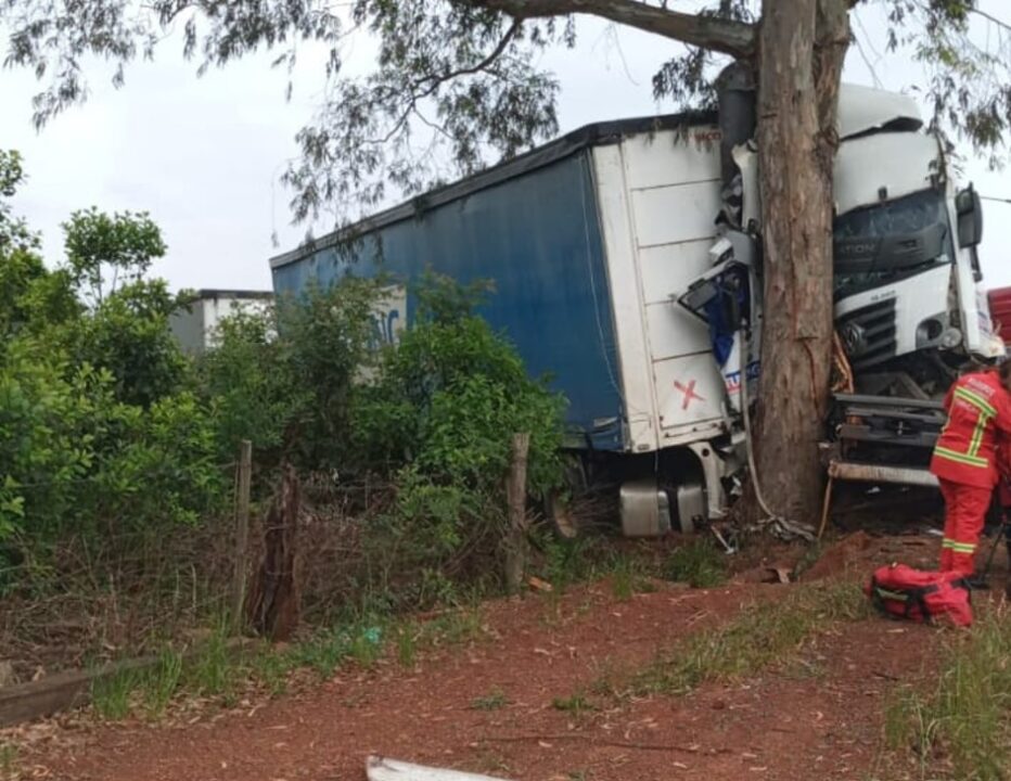 Carreta sai da pista e