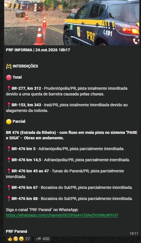 br-277 km 312 e br-153 km 343 18h17